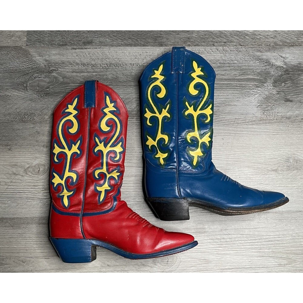 Vtg 80s Justin Mismatched Colorblock Women’s Cowboy Boots 7210 US 6.5B
